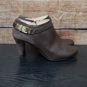 Vince Camuto Brown Ankle Boots with Gold Accent